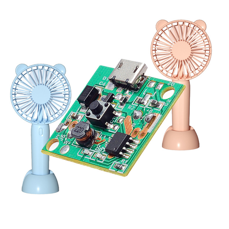 Handheld rechargeable mini fan 3-speed with mist PCBA Solution